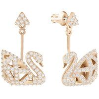Swarovski Women's Earrings - Facet Swan Crystals Pave Rose Gold Pierced | 5358058 ,