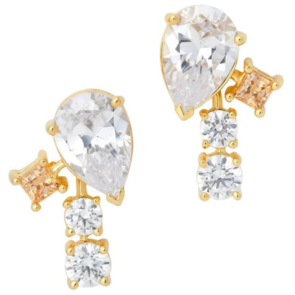Swarovski Women's Earrings - Film PC Gold Tone and Czech White Crystal Drop | 5572835 ,