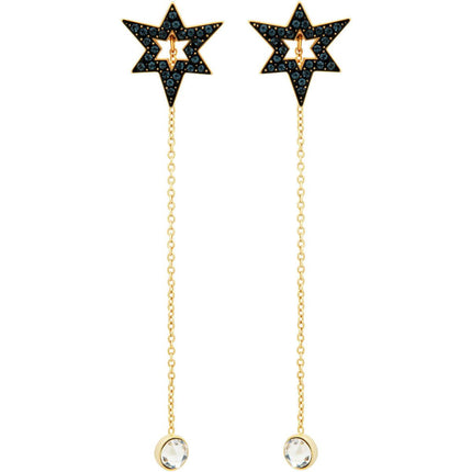 Swarovski Women's Earrings - Mastery Blue and Clear Crystal Yellow Gold | 5416585 ,