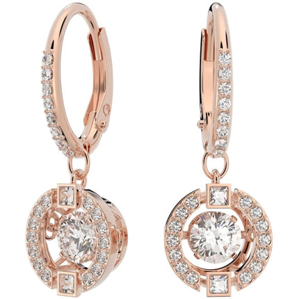 Swarovski Women's Earrings - Sparkling Dance Round Cut White Rose Gold Tone | 5504753 ,