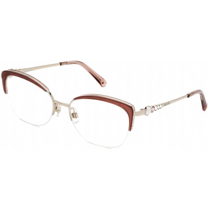 Swarovski Women's Eyeglasses - Gold Brown Cat Eye Metal Half-Rim Frame | SK5307 32A ,
