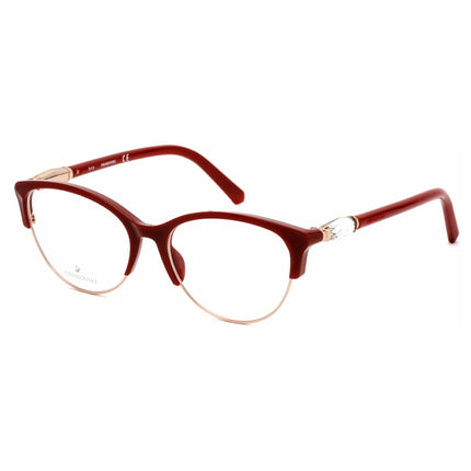 Swarovski Women's Eyeglasses - Red/Shiny Rose Gold Cat-Eye Plastic Frame | SK5338 028 ,
