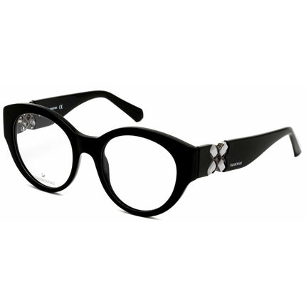 Swarovski Women's Eyeglasses - Shiny Black Round Full-Rim Plastic Frame | SK5227 001 ,
