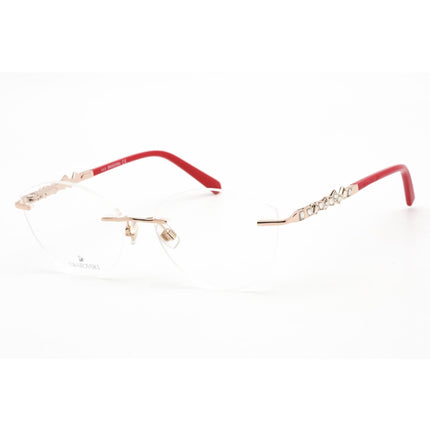 Swarovski Women's Eyeglasses - Shiny Rose Gold Cat Eye Rimless Frame | SK5346 028 ,