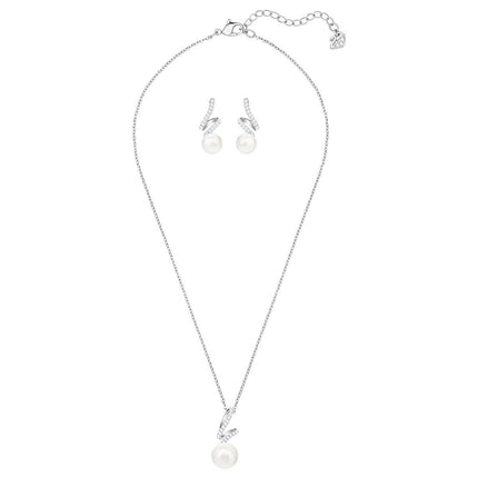 Swarovski Women's Jewelry Set - Gabriella Pearl Rhodium Plated | 5416177 ,