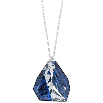 Swarovski Women's Necklace - Architectural Blue Crystal Pendant Silver Tone | 5159053 ,