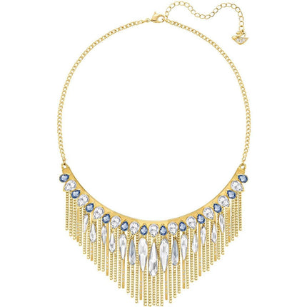 Swarovski Women's Necklace - Gipsy Fringed Gold Plated Clear & Blue Crystals | 5260592 ,