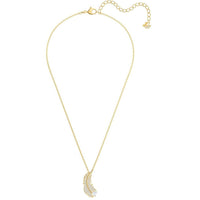 Swarovski Women's Necklace - Nice Yellow Gold Plated Clear Crystal Feather | 5505740 ,
