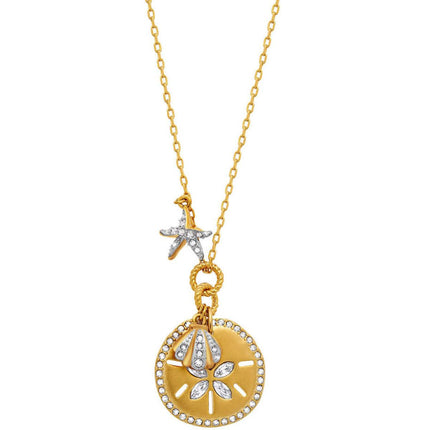 Swarovski Women's Necklace - Ocean 23K Yellow Gold Coin Shape Pendant | 5492274 ,