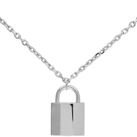 Swarovski Women's Necklace - Rhodium Plated Silver Padlock Crystal Pendant | 5120620 ,