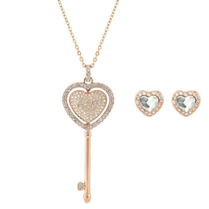 Swarovski Women's Necklace Set - Engaged Clear Crystal Stone & Pave Heart | 5281042 ,