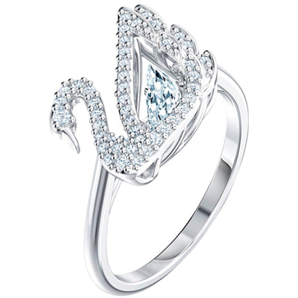 Swarovski Women's Ring - Dancing Swan Rhodium Plated and Crystal, Size 6.75 | 5520712 ,