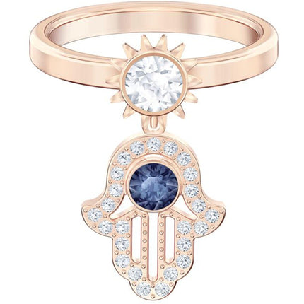 Swarovski Women's Ring - Duo Evil Symbolic Motif Rose Gold Plated, Size 6 | 5515441 ,