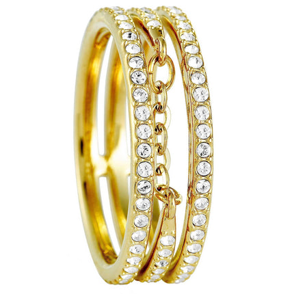Swarovski Women's Ring - Fine Yellow Gold and Clear Crystal Pave, Size 6.75 | 5231648 ,