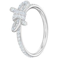 Swarovski Women's Ring - Lifelong Bow Rhodium Plated White Crystal, Size 58 | 5474935 ,