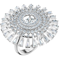 Swarovski Women's Ring - Sparkling Dance Rhodium Plated Cocktail, Size 5.75 | 5572512 ,