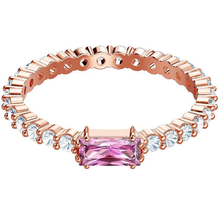 Swarovski Women's Ring - Vittore Rose Gold Plated with Pink Crystal, Size 12 | 5441201 ,