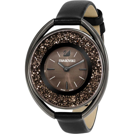 Swarovski Women's Strap Watch - Crystalline Oval Black Leather Swiss | 5158517 ,