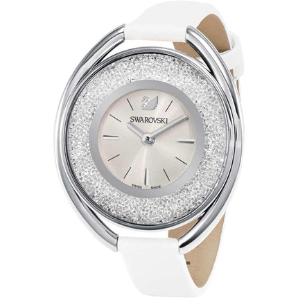 Swarovski Women's Strap Watch - Crystalline Oval White Leather Swiss | 5158548 ,