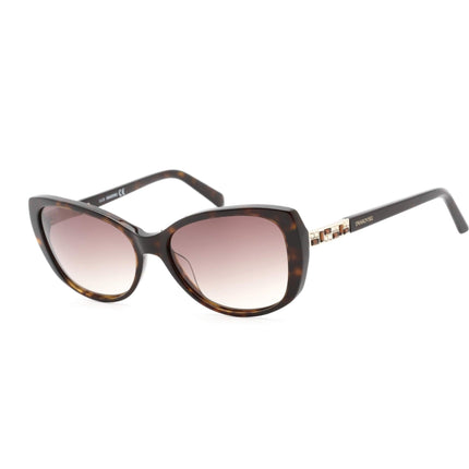 Swarovski Women's Sunglasses - Dark Havana Plastic Full Rim Cat Eye Frame | SK0124 52F ,