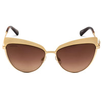 Swarovski Women's Sunglasses - Gold Metal Cat Eye Frame Brown Mirror Lens | SK0220 32G ,