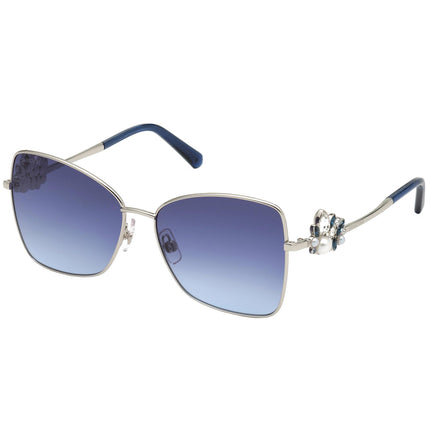 Swarovski Women's Sunglasses - Gradient Blue Lens Shiny Palladium Frame | SK0277 16W ,