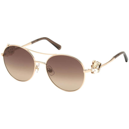 Swarovski Women's Sunglasses - Gradient Brown Lens Shiny Rose Gold Frame | SK0278 28F ,