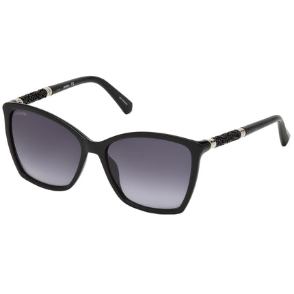 Swarovski Women's Sunglasses - Gradient Smoke Lens Shiny Black Frame | SK0148 01B ,