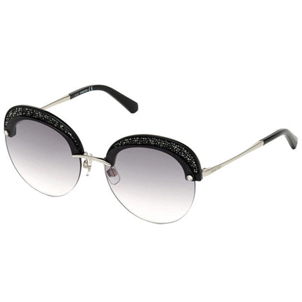 Swarovski Women's Sunglasses - Grey Gradient Lens Round Metal Frame | SK0256 16B ,