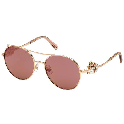 Swarovski Women's Sunglasses - Mirrored Bordeaux Lens Gold Metal Frame | SK0278 33U ,