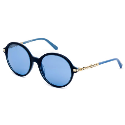 Swarovski Women's Sunglasses - Shiny Blue Plastic Full Rim Round Frame | SK0264 90V ,
