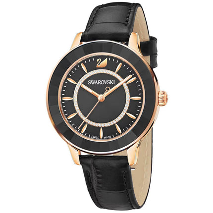 Swarovski Women's Watch - Octea Lux Rose Gold Tone Case Black Dial Strap | 5414410 ,