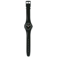 Swatch GB750 Unisex Red Sunday Black Leather Strap Black Dial Quartz Watch ,