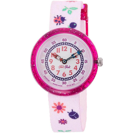 Swatch Girls Fabric Strap Watch - Flik Flak Autumn Colors Pink & White Dial | FBNP093 ,