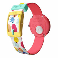 Swatch Girls Fabric Strap Watch - Flik Flak Nananas Quartz White Dial | FBNP110 ,