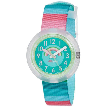 Swatch Girls Fabric Strap Watch - Flik Flak Stripy Dreams Green Dial | FPNP014 ,