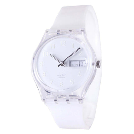 Swatch GK733 Women's Snowcovered White Dial Plastic Strap Day Date Swiss Watch ,