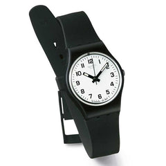 Swatch LB153 Women's White Dial Black Rubber Strap Quartz Watch