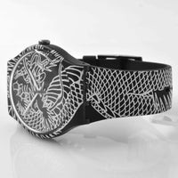 Swatch Men's Watch - Draconem Swiss Quartz Black and White Dial Rubber Strap | SUOZ150 ,