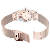 Swatch SFP115M Women's Skin Rose Gold Dial Rose Gold Plated Steel Mesh Bracelet Watch ,