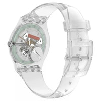 Swatch Unisex Quartz Watch - Clearly New Gent Clear Skeleton Dial Strap | SO29K100 ,