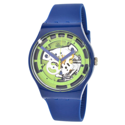 Swatch Unisex Quartz Watch - Monthly Drops Green Anatomy Dark Blue Strap | SUON147 ,