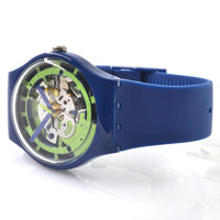 Swatch Unisex Quartz Watch - Monthly Drops Green Anatomy Dark Blue Strap | SUON147 ,