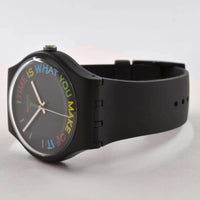 Swatch Unisex Watch - 1983 Freetid Quartz Black Dial Bio-Sourced Strap | SO29B103 ,