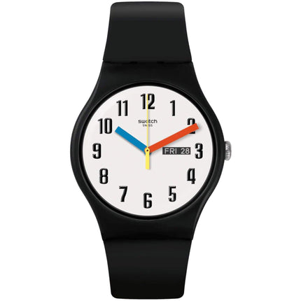 Swatch Unisex Watch - Bau Elementary White Dial Strap Bio-Sourced Strap | SO29B705 ,