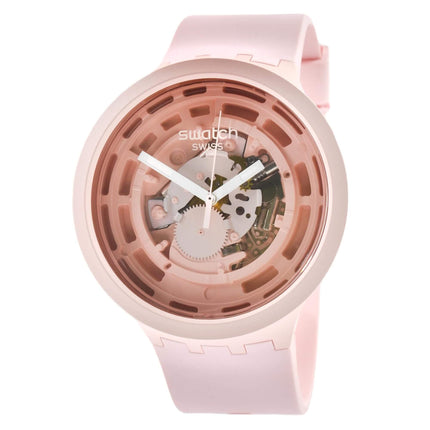 Swatch Unisex Watch - C-Pink Swiss Quartz Skeleton Dial Bio-Sourced Strap | SB03P100 ,