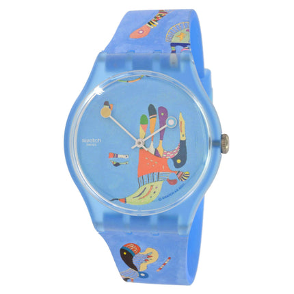 Swatch Unisex Watch - Centre Pompidou Blue Sky Blue Plastic Case Strap | SUOZ342 ,