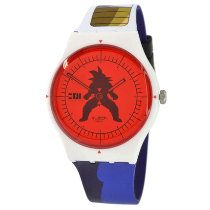 Swatch Unisex Watch - Dragon Ball Z Vegeta Printed Black and Red Dial Strap | SUOZ348 ,