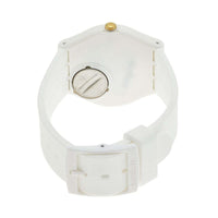 Swatch Unisex Watch - Mariniere Quartz Semi-Skeleton Dial White Rubber Strap | GW169 ,