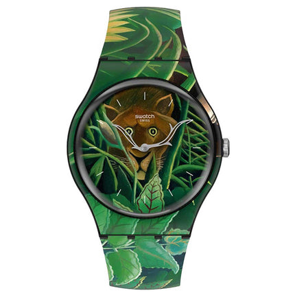 Swatch Unisex Watch - Moma The Dream by Henri Rousseau Quartz Green Strap | SUOZ333 ,